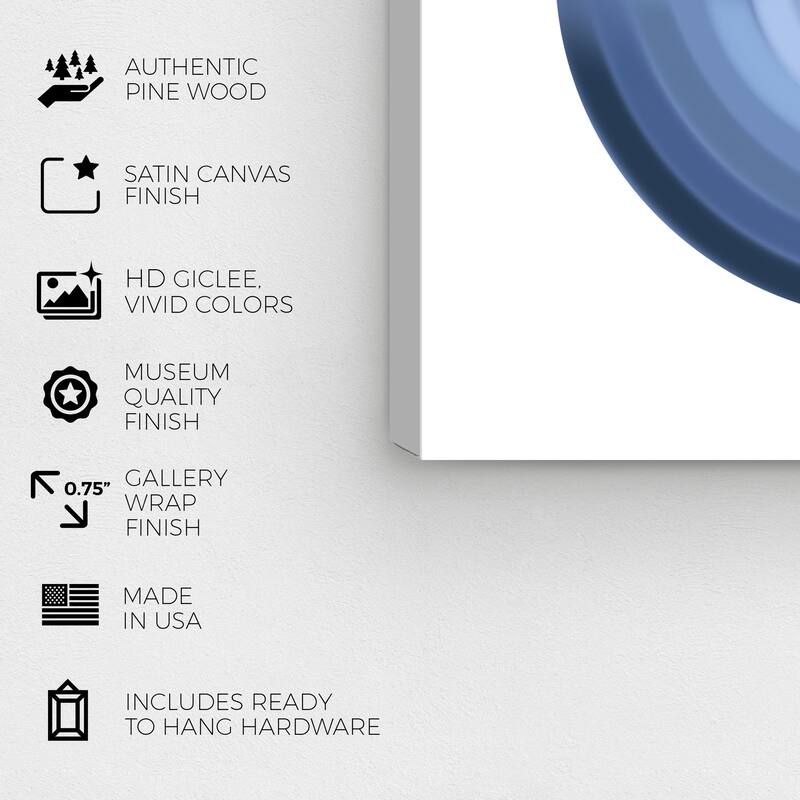 Wynwood Studio Abstract Corey Paige - Ombre Blue Circle Print Blue and Modern & Contemporary Wall Art Canvas Print
