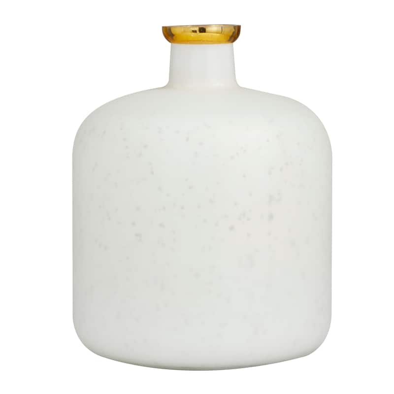 White or Blue Glass Vase with Gold Rim