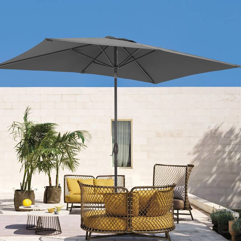 LIVOOSUN 6x9Ft Patio Market Umbrella Weather-Resistant Table Umbrella - Gray