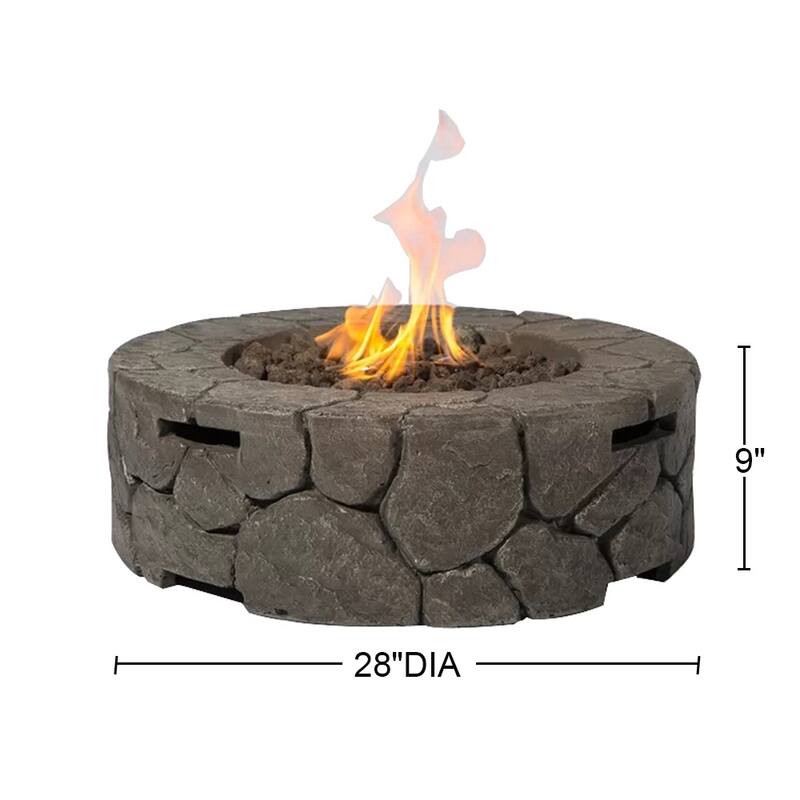 Outdoor Round Fire Pit Table in Grey