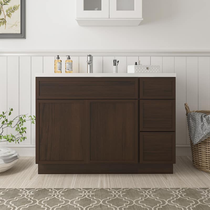 Vanity Art 45" Birch Freestanding Bathroom Vanity Cabinet without Top - Brown