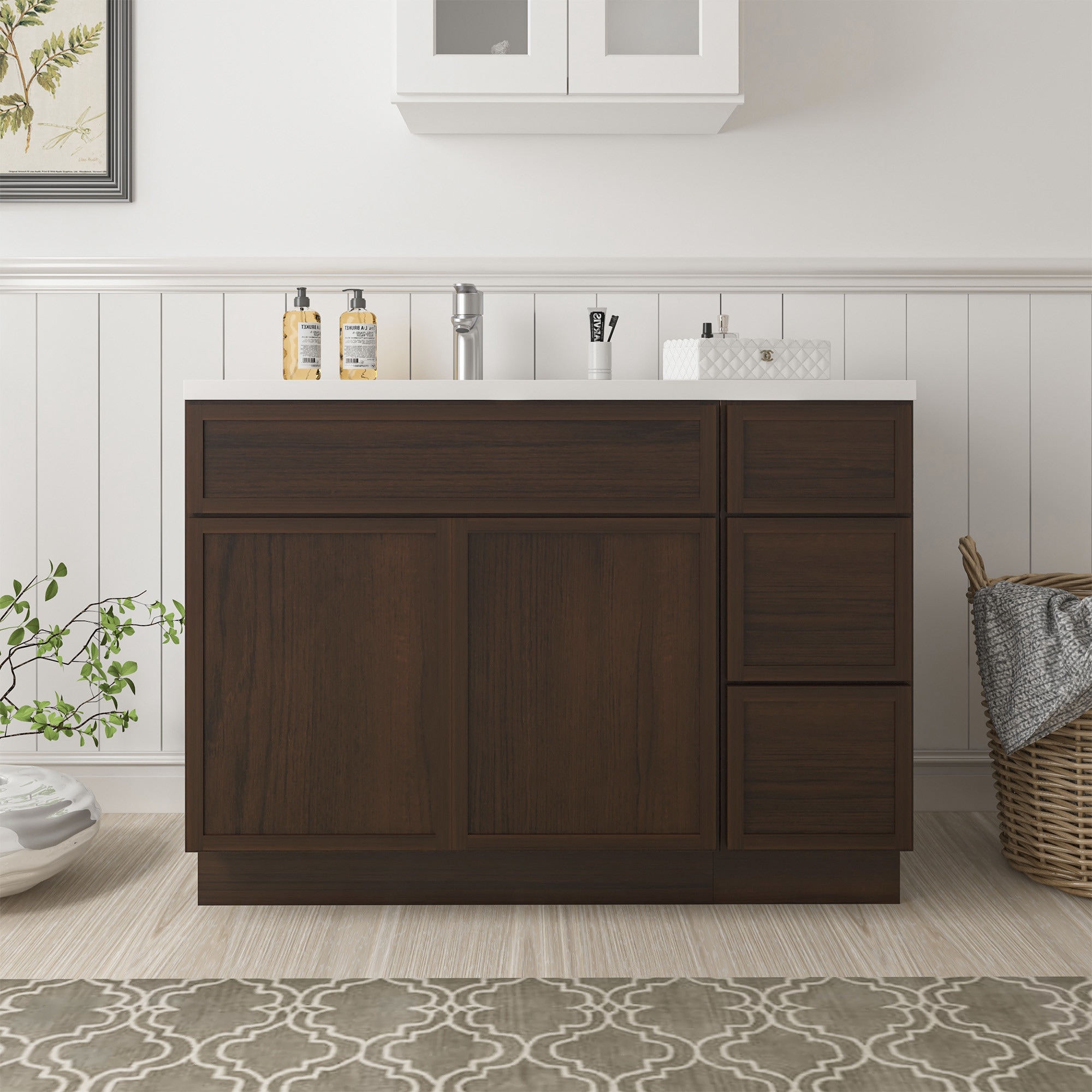 Vanity Art Colton 45" Birch Freestanding Bathroom Vanity Cabinet without Top