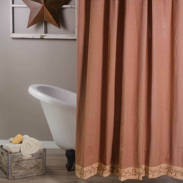 Cotton Shower Curtain Country Berry Vine Gingham Red 72" x 72". Opens flyout.