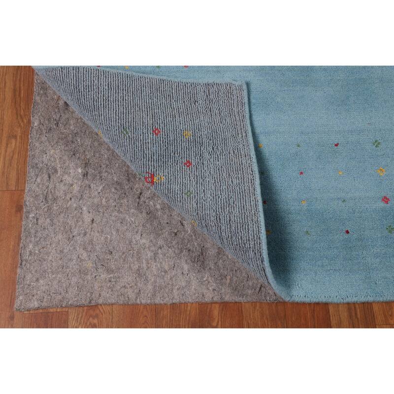 Light Blue Gabbeh Oriental Area Rug Handmade Tribal Wool Carpet - 8'4" x 9'10"