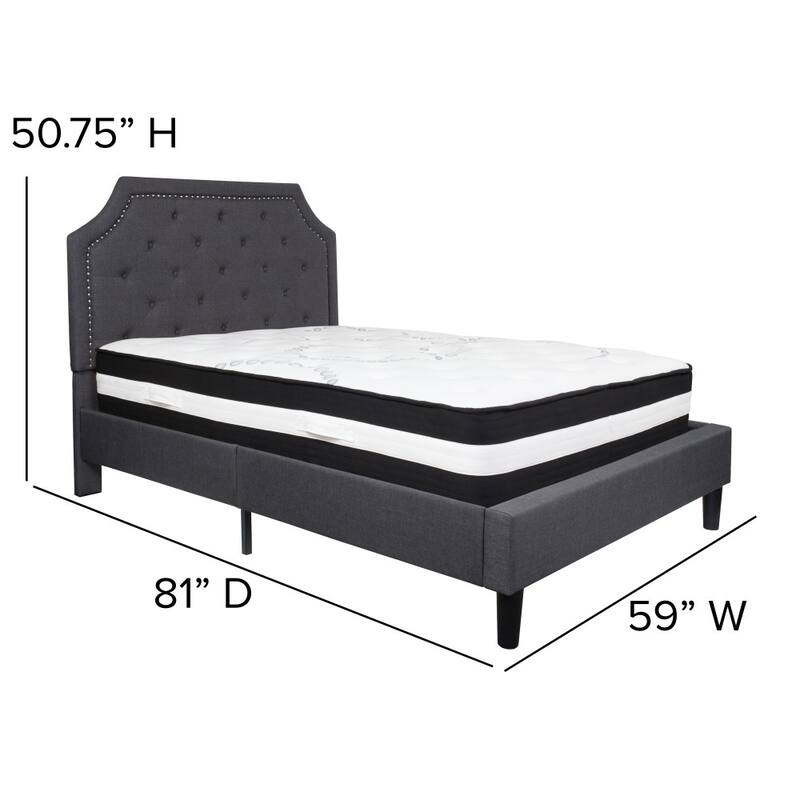 Arched Tufted Upholstered Platform Bed and Pocket Spring Mattress