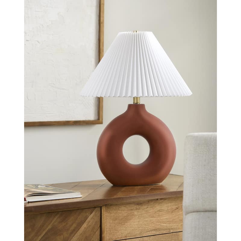 Livabliss Solara Traditional Accent Table Lamp - Red/White