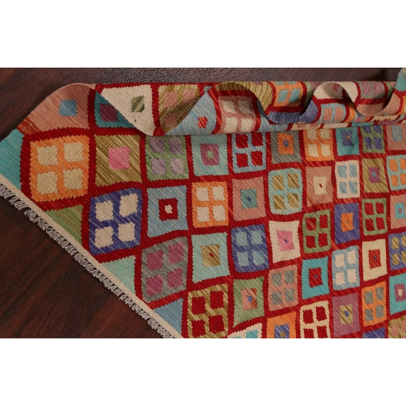 Geometric Kilim Oriental Home Decor Area Rug Wool Hand-woven - 5'2" x 6'4"