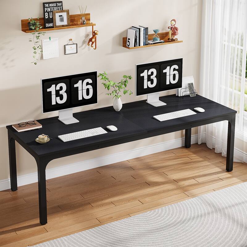 78.8" Extra Long 2 Person Computer Desk with Metal Legs for Home Office Bedroom - Black