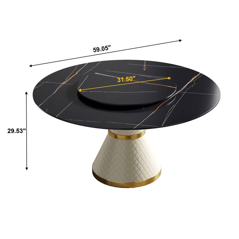 59" Round Dining Table Modern Kitchen Table for 6~8 People