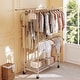 preview thumbnail 1 of 5, Innovaze Multi-Function Rolling Clothes Rack with Extendable Rods, Storage Shelf & Hooks Silver