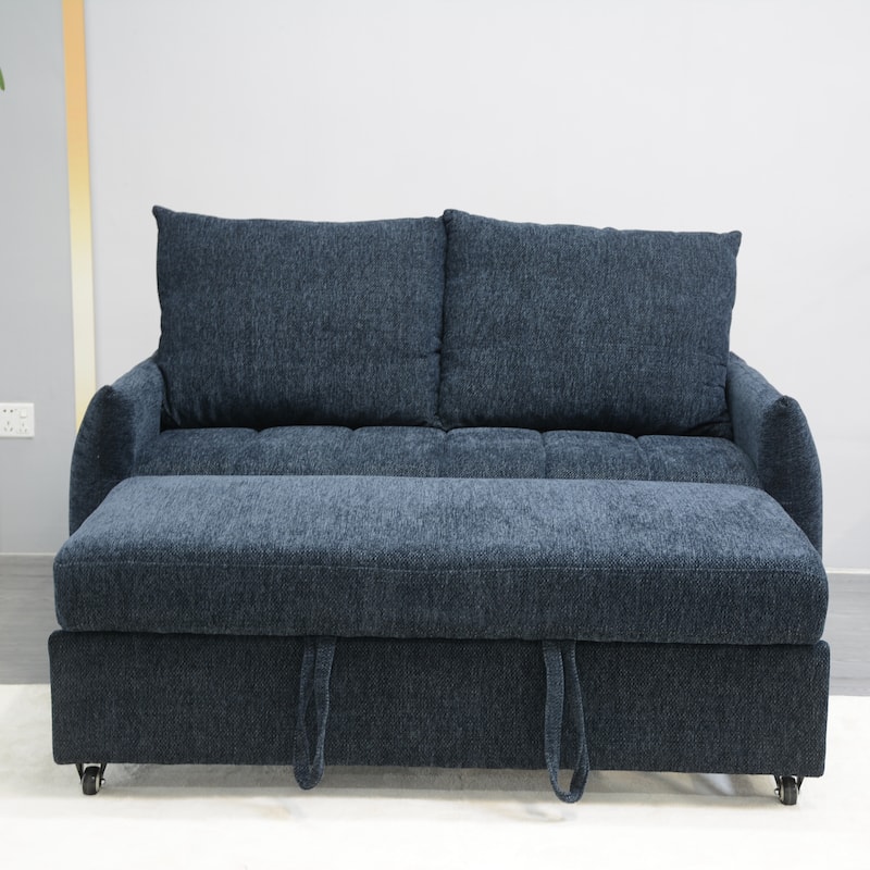 Loveseat Convertible Pull-out Sleeper Sofa Bed, Adjustable Backrest Futon Couch Sleeper Recliner Sofa Couch for Living Room