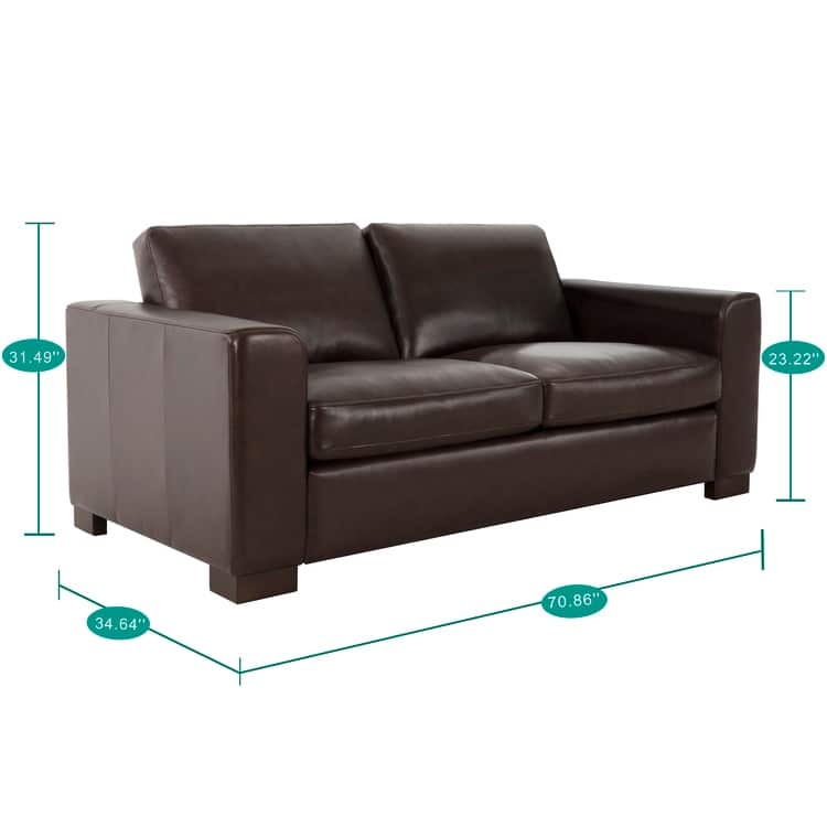 Genuine Leather Loveseat Sofa - Ultimate Comfort, Mid-Century Living Room Loveseat, Modern Small Couch with Sturdy Block Legs