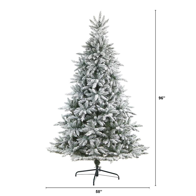 8' Flocked West Virginia Spruce Artificial Christmas Tree with 1856 Bendable Branches