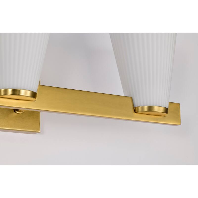 Royale 3 Light Vanity Burnished Brass Finish Ribbed White Glass - Burnished Brass