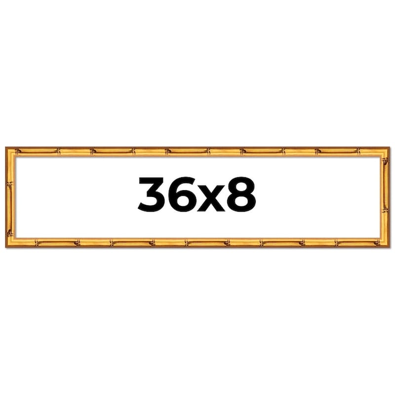 36x8 Frame Gold Bamboo Solid Wood Picture Frame | 1 Inch Moulding