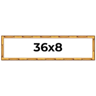 36x8 Frame Gold Bamboo Solid Wood Picture Frame | 1 Inch Moulding