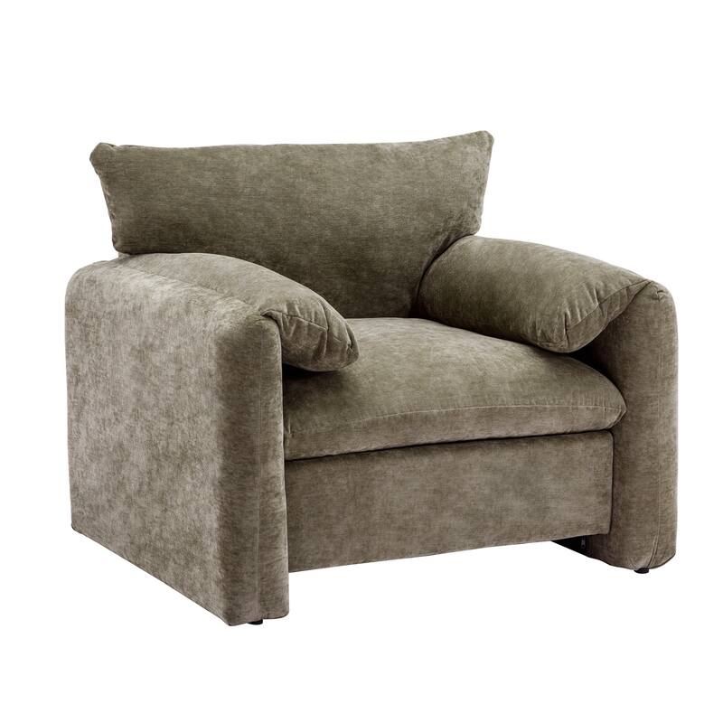 Single Sofa Chairs for Living Room Accent Chair Chenille Lounge Chairs Oversized Pillow Top Arms Chairs Modern Upholstered Chair