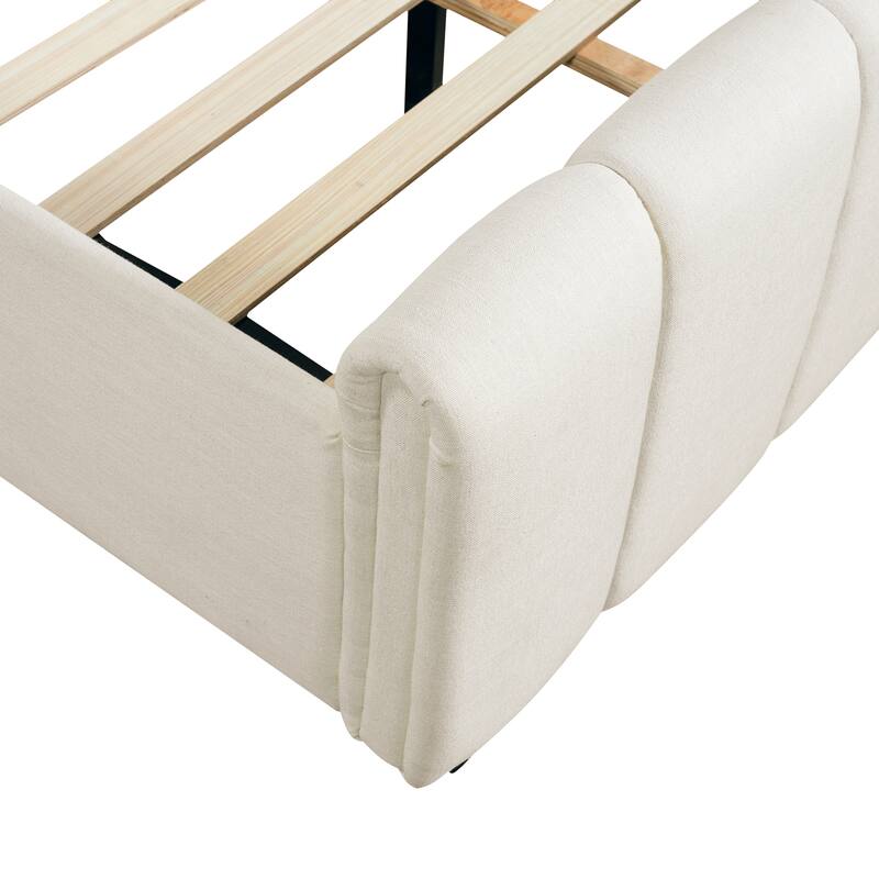 Christopher Knight Home - Elowen Modern Upholstered Bed Frame with Thick Padded Headboard