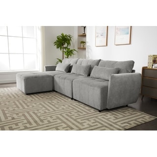 Convertible Sectional Sofa Couch, Modern 3-Seat Upholstered L-Shaped Sofa