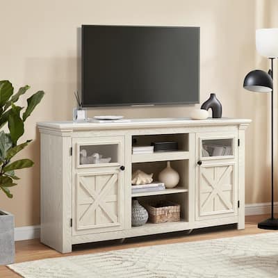 Vintage Farmhouse Style Wooden Storage Sideboard with Cable Management Holes