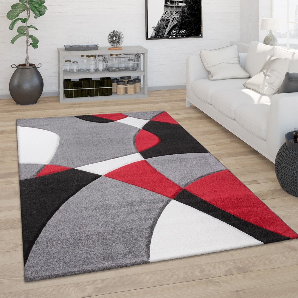Modern Area Rug Abstract Geometric Pattern with Contour Cut