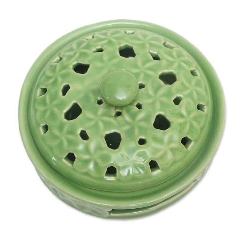 Novica Handmade Plumeria Spring Porcelain Mosquito Coil Holder