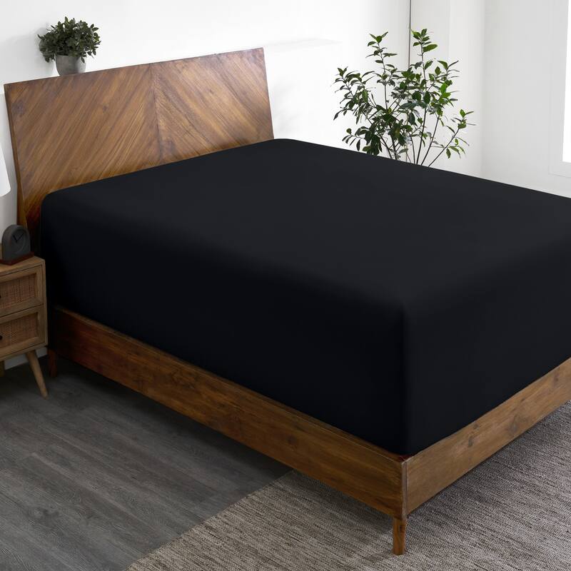 Bare Home Ultra-Soft Microfiber 22 Inch Extra Deep Pocket Fitted Sheet - King - Black