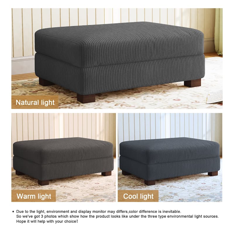 Modern Corduroy Fabric Oversized Accent Ottoman