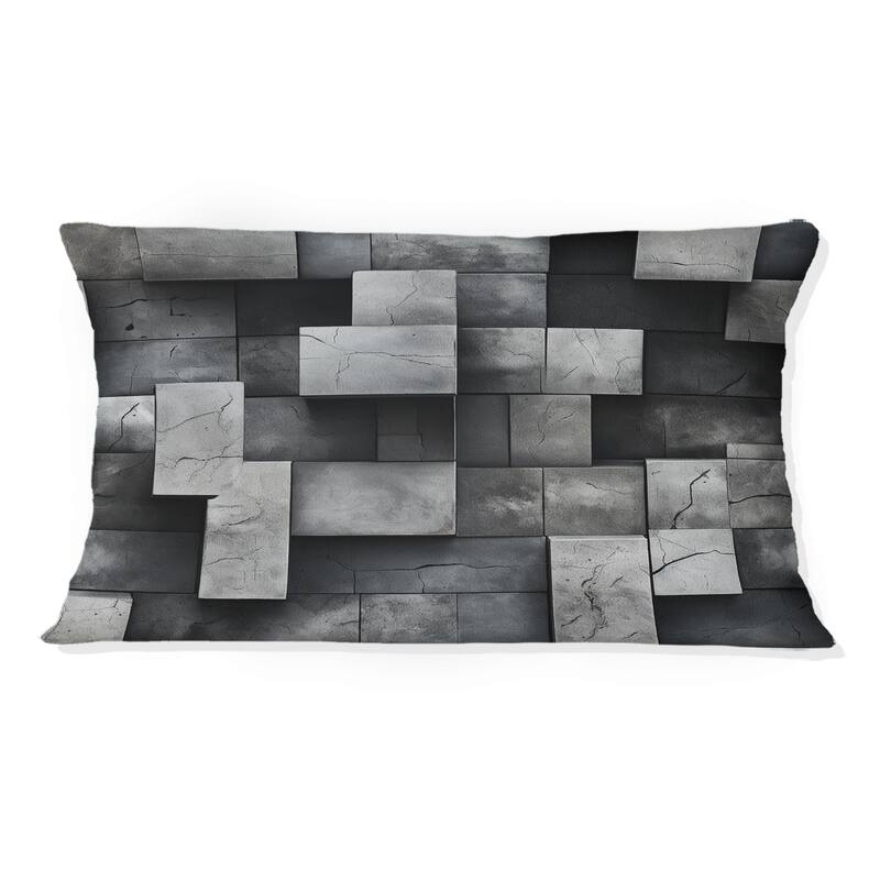 Designart "Architectural Concrete Wall Illusion I" Brick Printed Throw Pillow