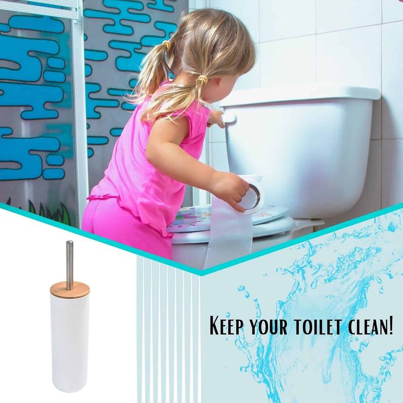 Toilet Brush and Holder Set Grey PADANG Bamboo - 3.8"L x 3.8"W x 14.12"H