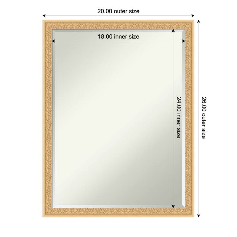 Bethany Half-Inch-Bevel Wood Framed Bathroom Vanity Wall Mirror - 20 x 26 in - Bethany Gold