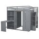 preview thumbnail 5 of 14, Grey Full Size Bunk Bed with Wardrobe, Desk, and Shelves for Kids