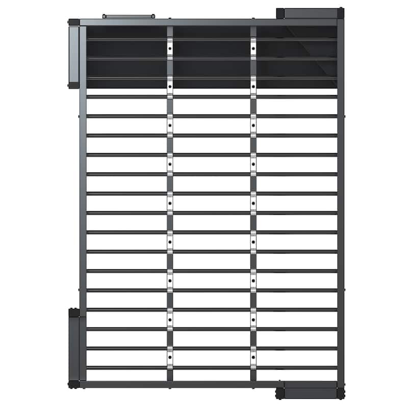 Full Size Metal Loft Bed with Desk, Storage Shelves & Guardrails, Space-Saving Workstation Loft Frame for Teens & Adults