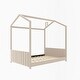 preview thumbnail 6 of 5, Full Size Velvet Upholstered House Bed with Roof and Modern Headboard, Sturdy Pinewood Frame, Fun Play Space