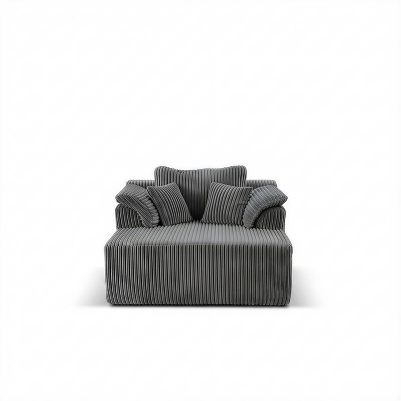 60" Chaise Lounge Chair, Oversized Boneless Corduroy Sofa Bed with Deep Seat, Indoor Sleeper Couch Reading Chair