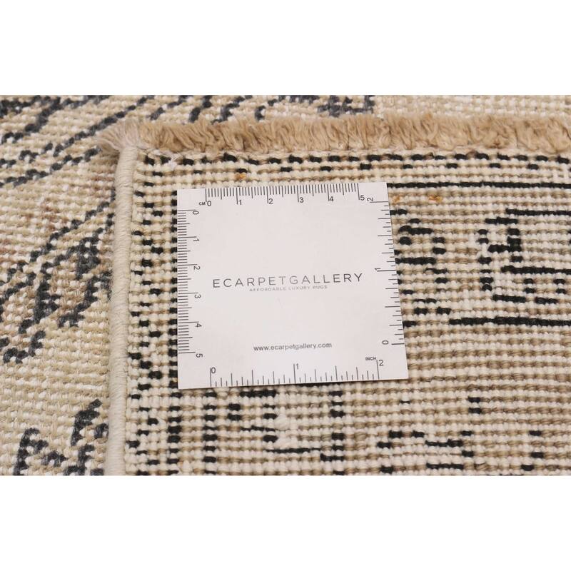 ECARPETGALLERY Hand-knotted Antalya Vintage Khaki Wool Rug - 6'7 x 9'10