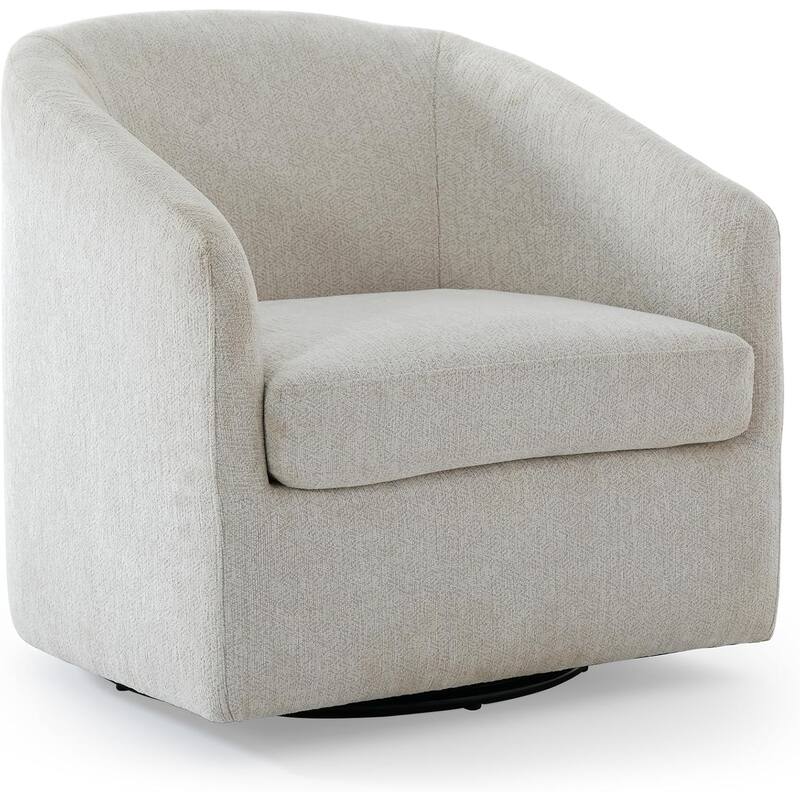 360° Swivel Accent Chairs, Round Chenille Barrel Chairs with Removable Seat Cushion, Modern Single Sofa Seating
