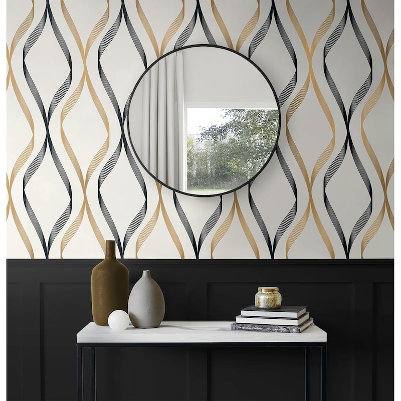Seabrook Designs Wave Ogee Non-Woven Unpasted Wallpaper
