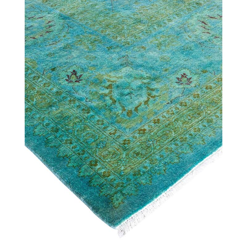 Overdyed, One-of-a-Kind Hand-Knotted Area Rug - Green - 10' 3" x 20' 4"