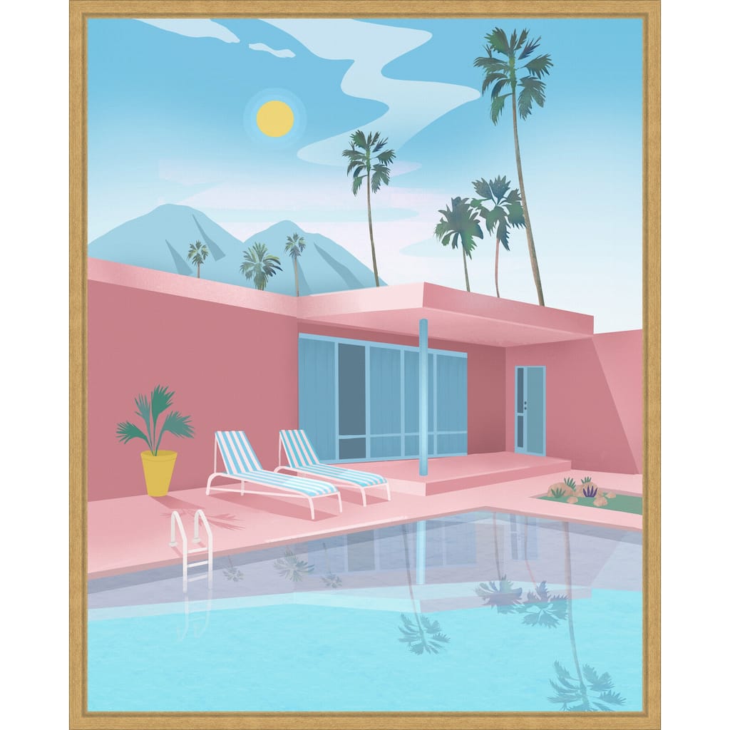 Palm springs by Petra Lizde Framed Canvas Wall Art Print - Sylvie Bright Gold