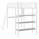 preview thumbnail 36 of 34, Stylish Metal Loft Bed Frame with 3 Layers of Shelves, Desk, Whiteboard, Ladder and Guardrails, Large Space Underneath