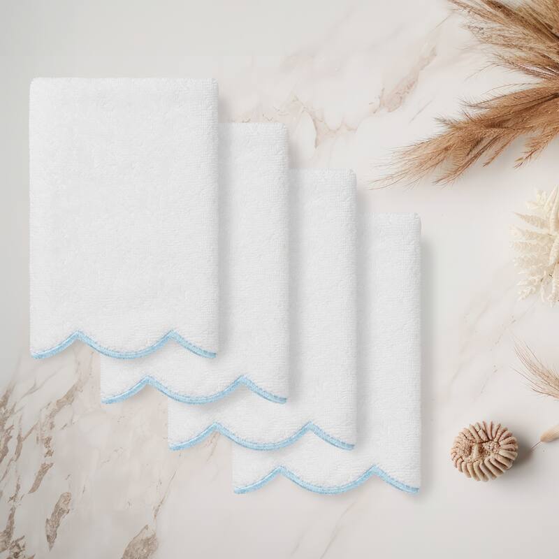 Authentic Hotel and Spa 100% Turkish Cotton ADORNIA Scallop Fingertip Towel Set