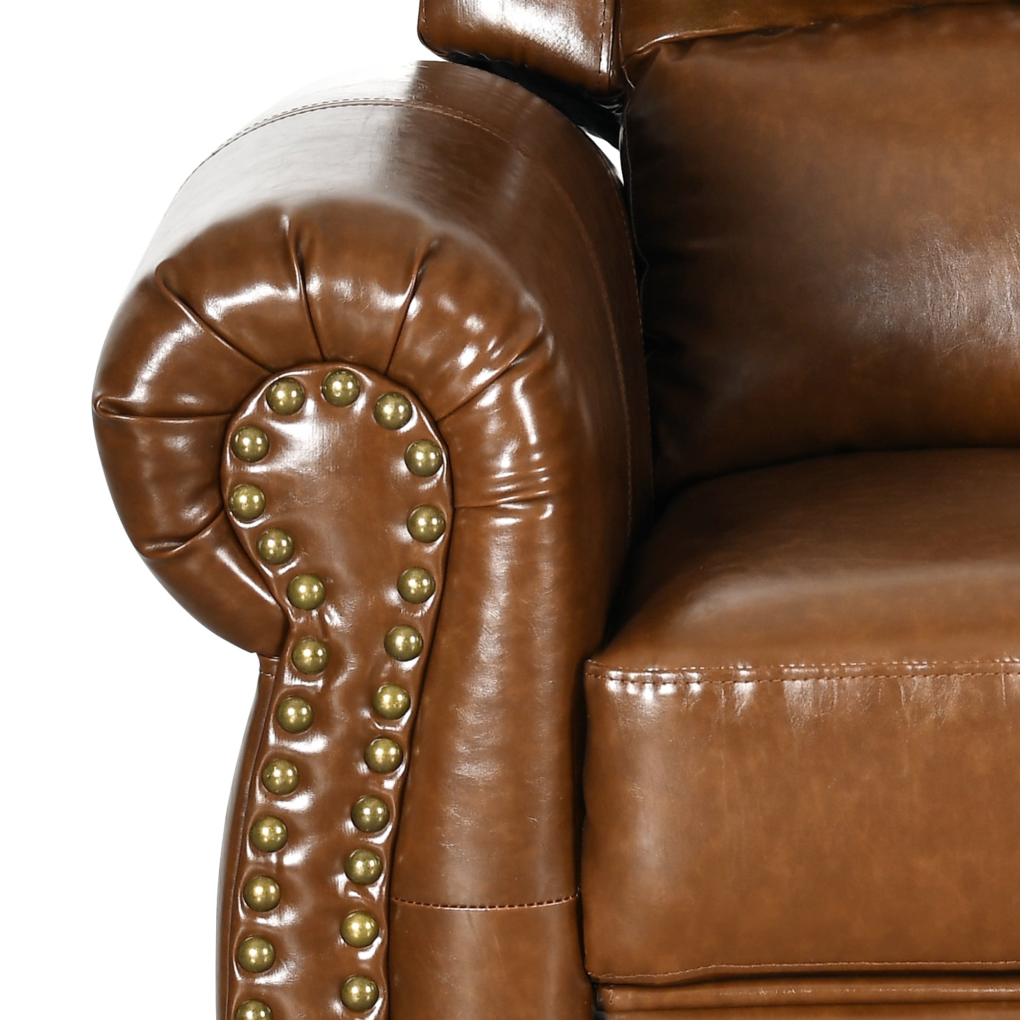 Traditional Classics Rolled Arm PU Leather Recliner Chair with