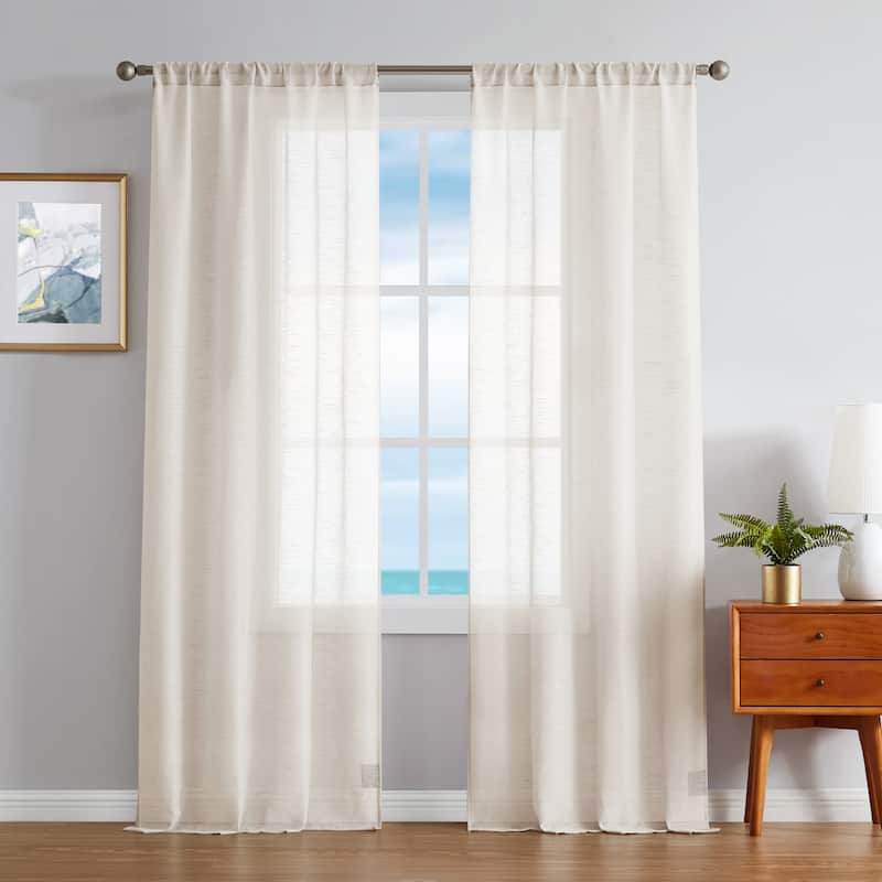 Nautica Erasmus Sheer Rod Pocket Window Curtain Panel Pair
