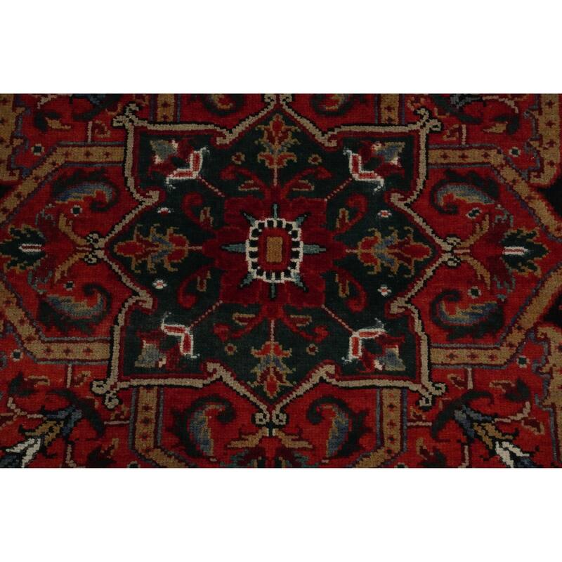 Hand Knotted Oriental 100% Wool Carpet Traditional Floral Red Heriz Area Rug - 10' 5'' X 8' 3''
