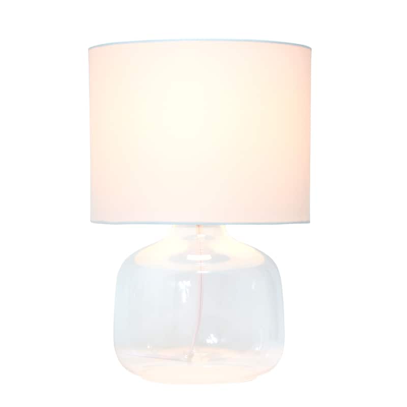 13.75" Modern Round Glass Table Lamp with Fabric Drum Shade for Bedroom or Living Room - 9"L x 9"W x 13.75"H