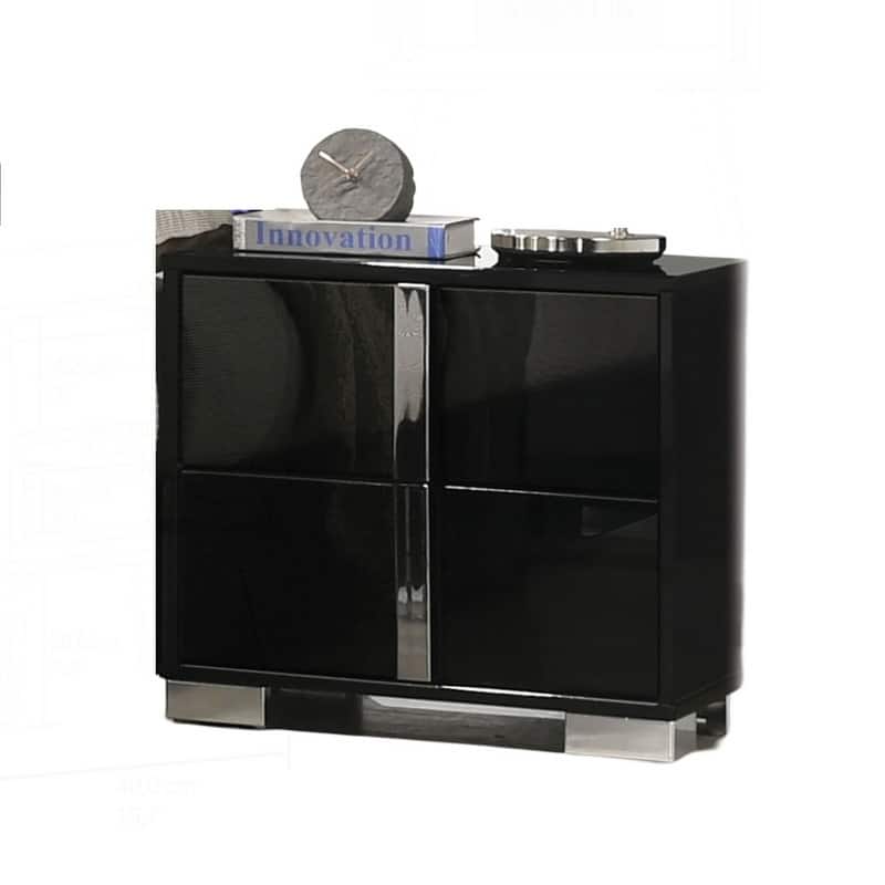 Modern Stylish Nightstand with Chrome Accents and Streamlined Design for Bedroom