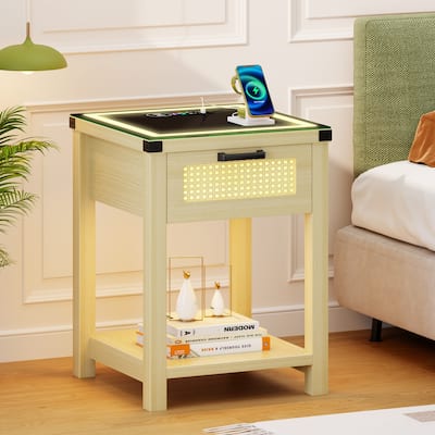 End Table With Light And Charging Station