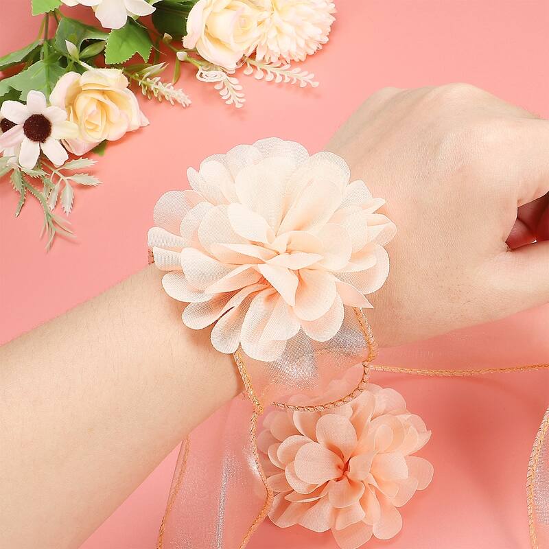 10Pcs Chiffon Flowers Fabric Flower Sewing Fabric Appliques