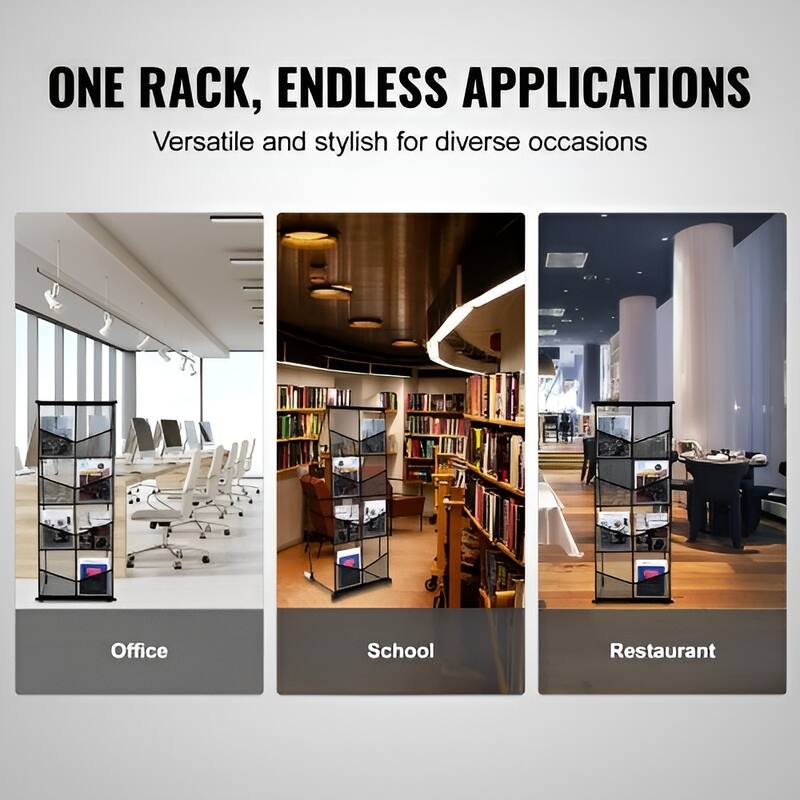 4-Tier Mesh Brochure Display Stand with 8 Pockets, Portable Rack - 20.87 x 17.32 x 52.76 in